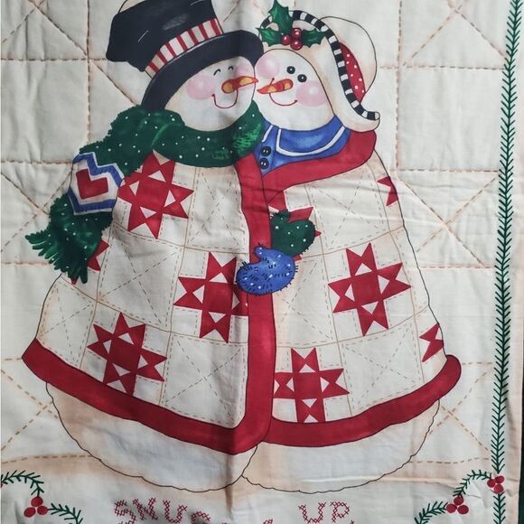 Vtg Christmas Snowman Quilt Decor - Picture 3 of 6